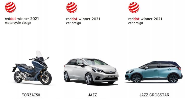 A FORZA 750, A JAZZ E:HEV ÉS A JAZZ CROSSTAR E:HEV IS RED DOT DÍJAT NYERT 2021-BEN