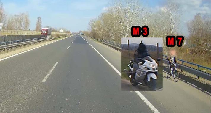 Szembejövők a sztrádán: videón bringás, motoros